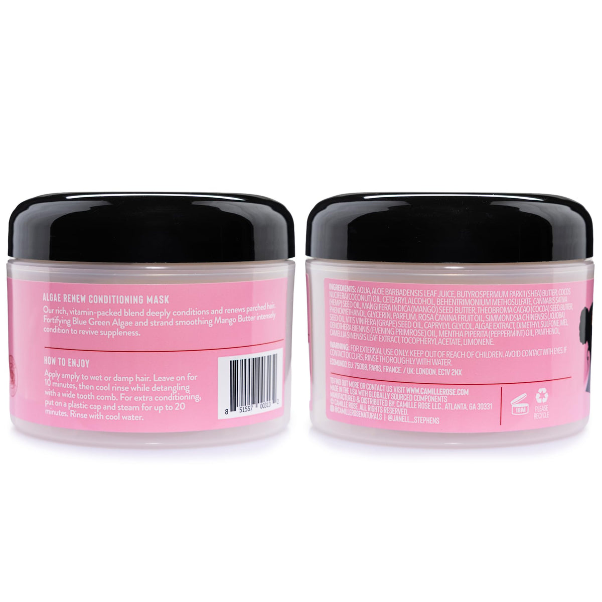 Camille Rose open jar close-up of creamy mask texture for deep hydration