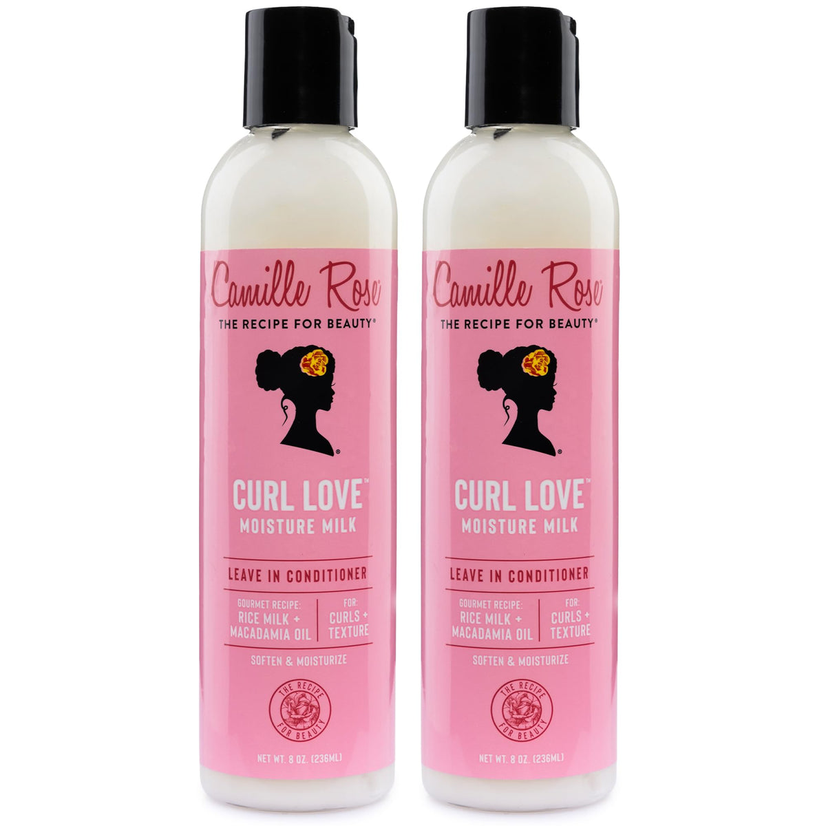 Camille Rose front packaging showing two bottles and clear product benefits