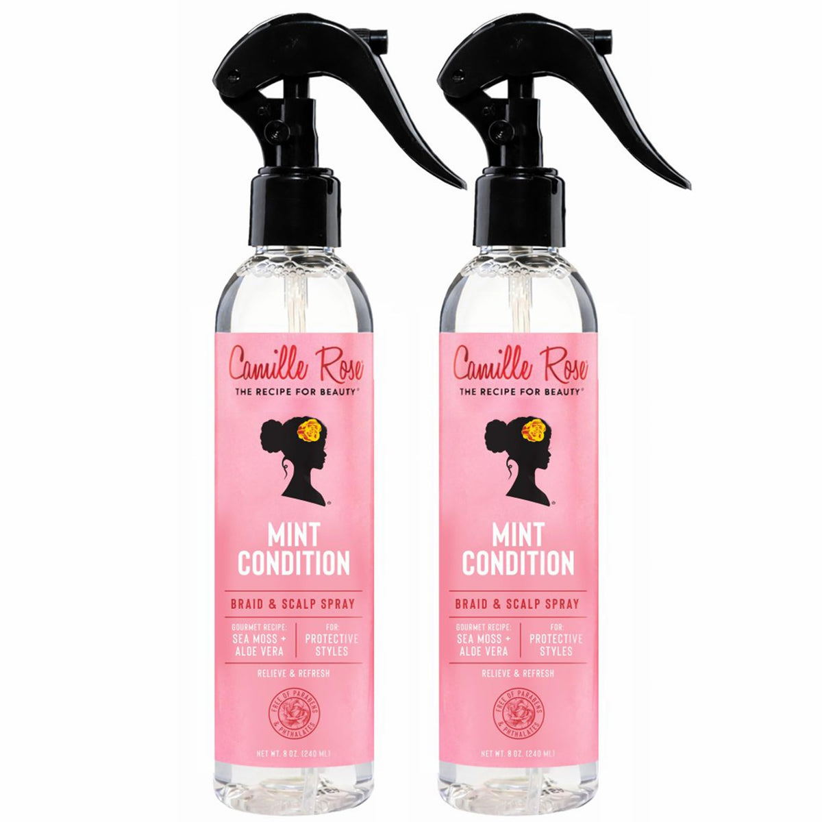 Camille Rose front packaging showing two mint condition bottles and cooling benefits