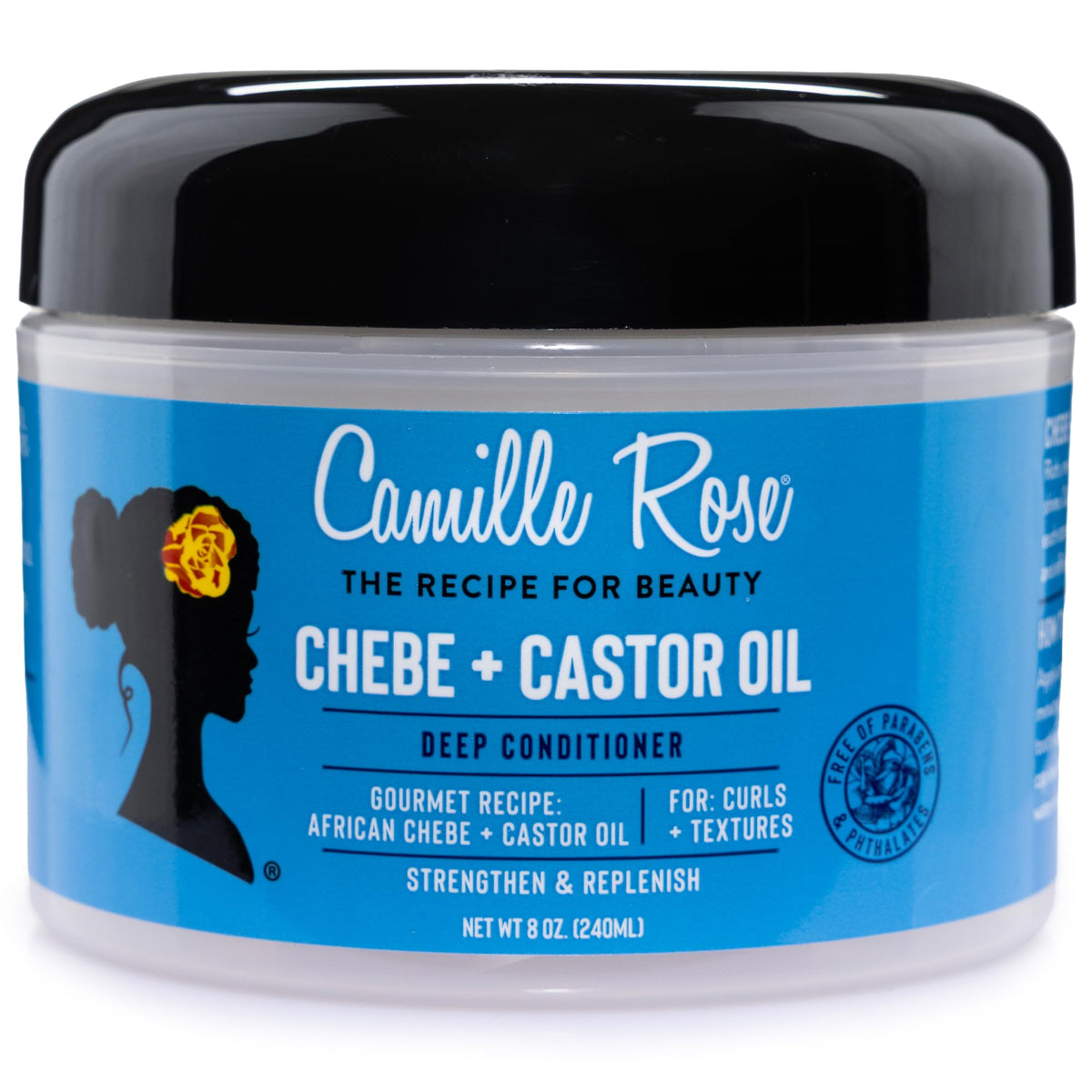 Camille Rose jar on bathroom shelf implying elevated hair care routine