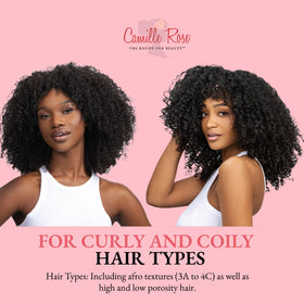 Camille Rose in-hair braiding use showing neat parts and reduced frizz during styling