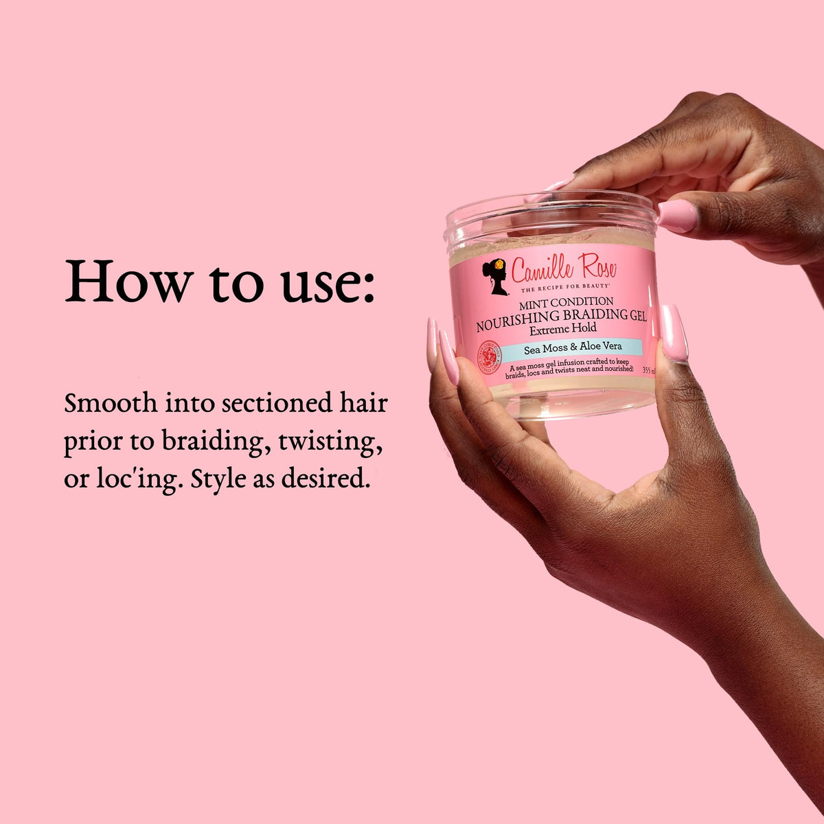 Camille Rose ingredients label with botanicals listed to emphasize natural plant benefits
