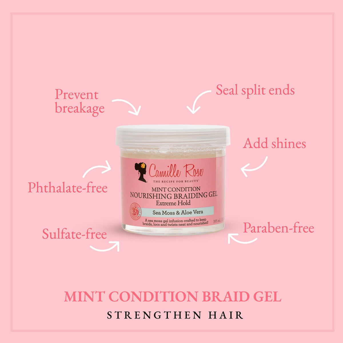 Camille Rose scalp application with gel on roots providing soothing hydration for dry scalp