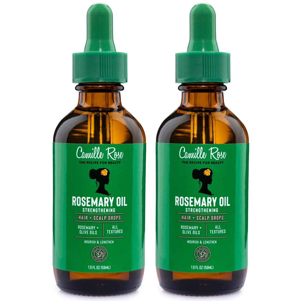 Camille Rose bottle front packaging showing label and twin-pack, highlighting nourishment