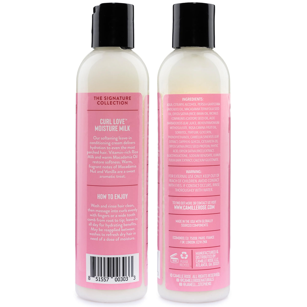 Camille Rose creamy milk texture close-up highlighting lightweight hydration