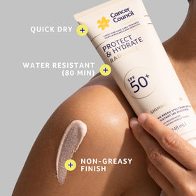 Cancer Council being applied to arm demonstrating coverage and easy spread
