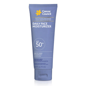Cancer Council front packaging showing SPF50+ and travel-size convenience