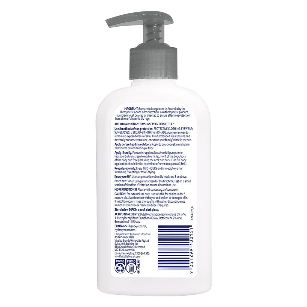 Cancer Council dry-touch texture close-up, non-sticky finish repels dust