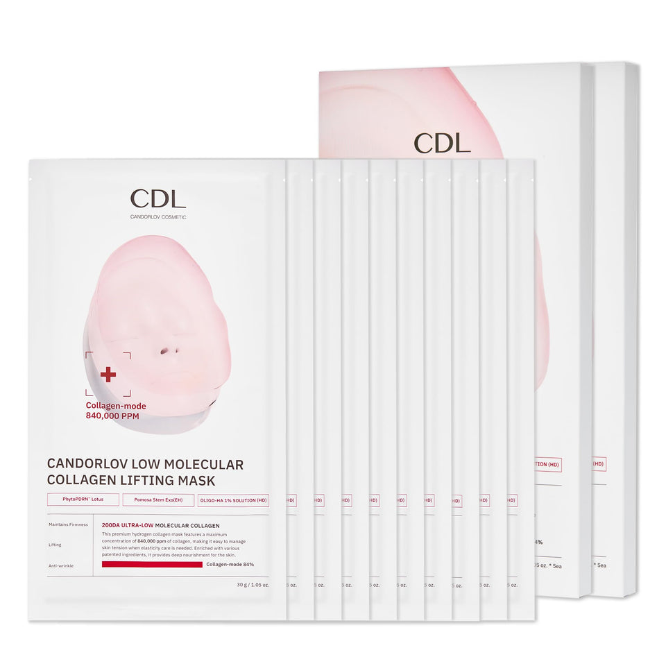 CANDORLOV front packaging showing 10 collagen hydrogel sheets and benefits