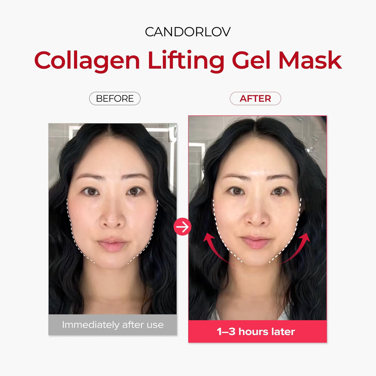 CANDORLOV mask being applied on face for targeted lifting and instant firmness