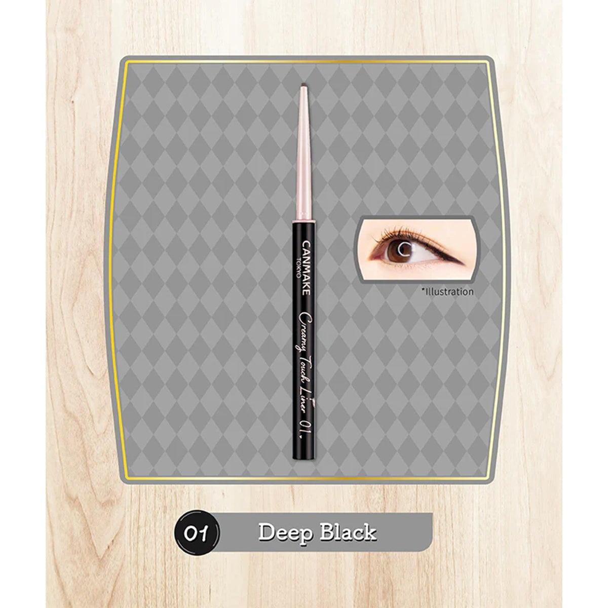 CANMAKE eyeliner black ink swatch on arm showing smooth glossy payoff and high pigmentation