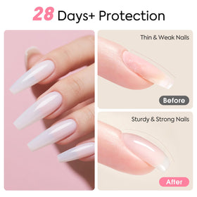CANNI being applied to a natural nail for added strength