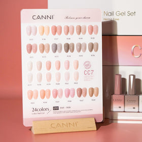 CANNI color bottles lined up showing true jelly nude pink shades and convenience