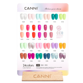 CANNI color bottles lined up for quick shade selection benefit