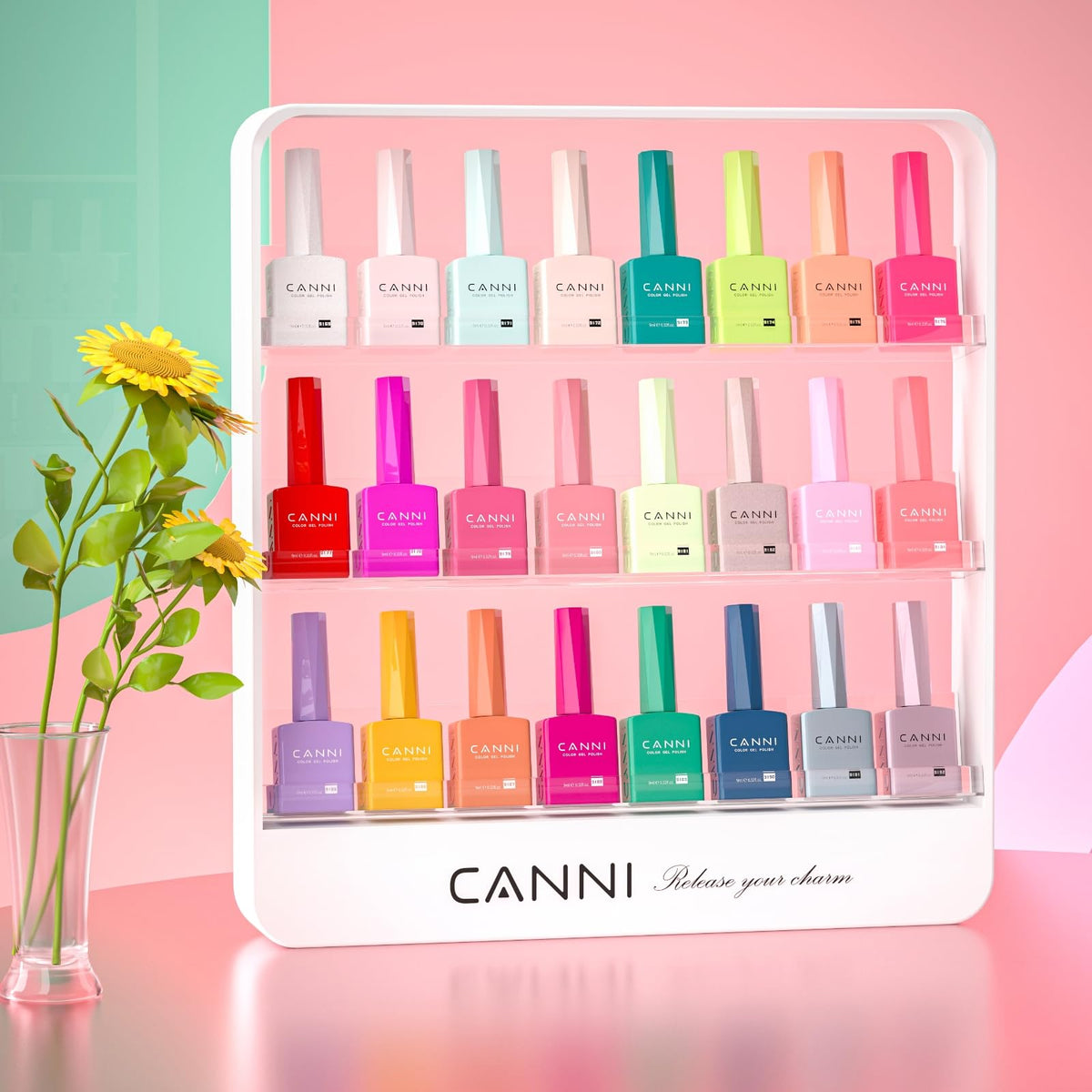 CANNI model wearing pastel manicure showing salon finish benefit