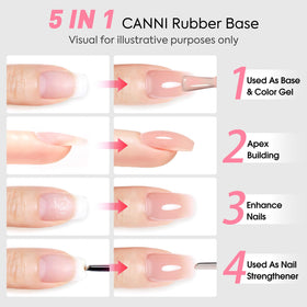 CANNI clear bottle with swatch demonstrating transparent base benefit
