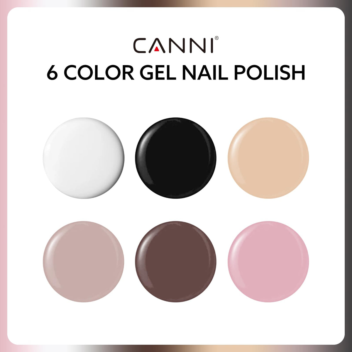 CANNI color-matched bottles lined up to show true gel shades for quick selection and layering