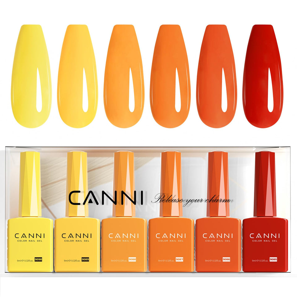 CANNI front packaging showing six fall gel colors and gift-ready box benefit