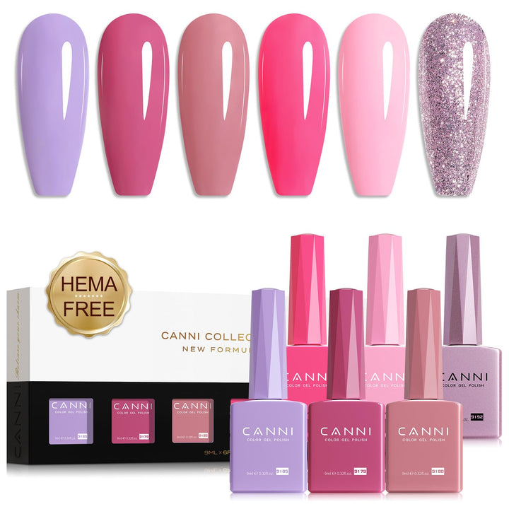 CANNI front packaging showing six color-matched gel bottles for easy shade choice