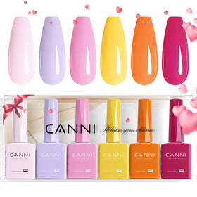 CANNI front packaging showing six vibrant gel colors and clear bottle labels for quick selection