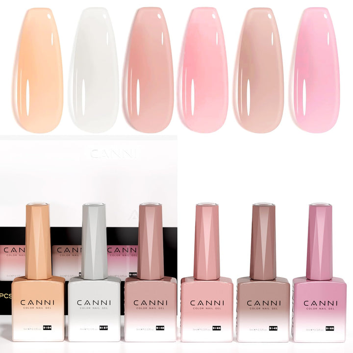 CANNI front packaging showing six jelly milky pink bottles and benefits