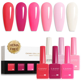 CANNI front packaging of the six-color pink gel set showing contents and gift-ready box