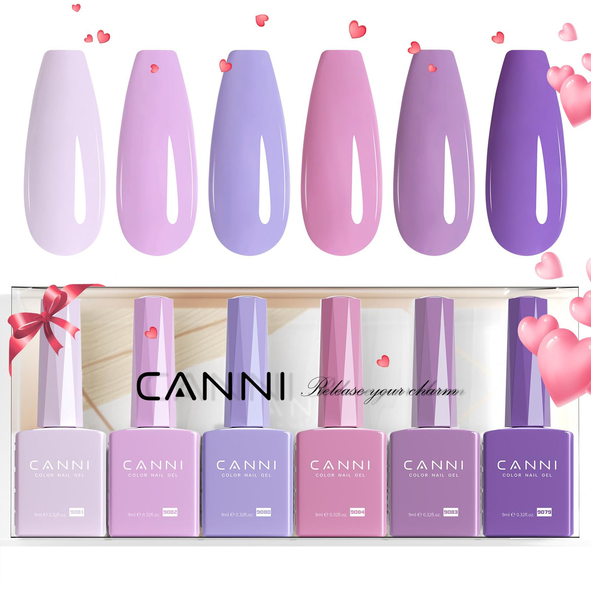 CANNI front packaging showing six light purple gel bottles for easy selection