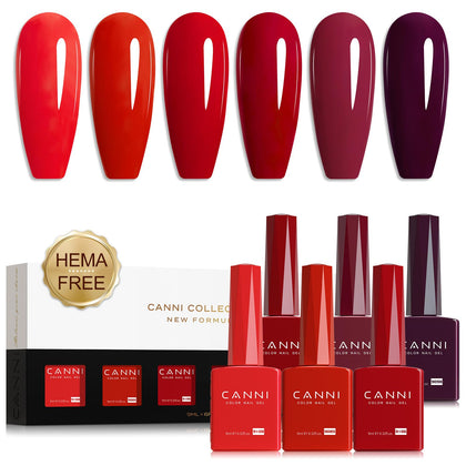 CANNI front packaging showing six red gel bottles and gift-ready presentation