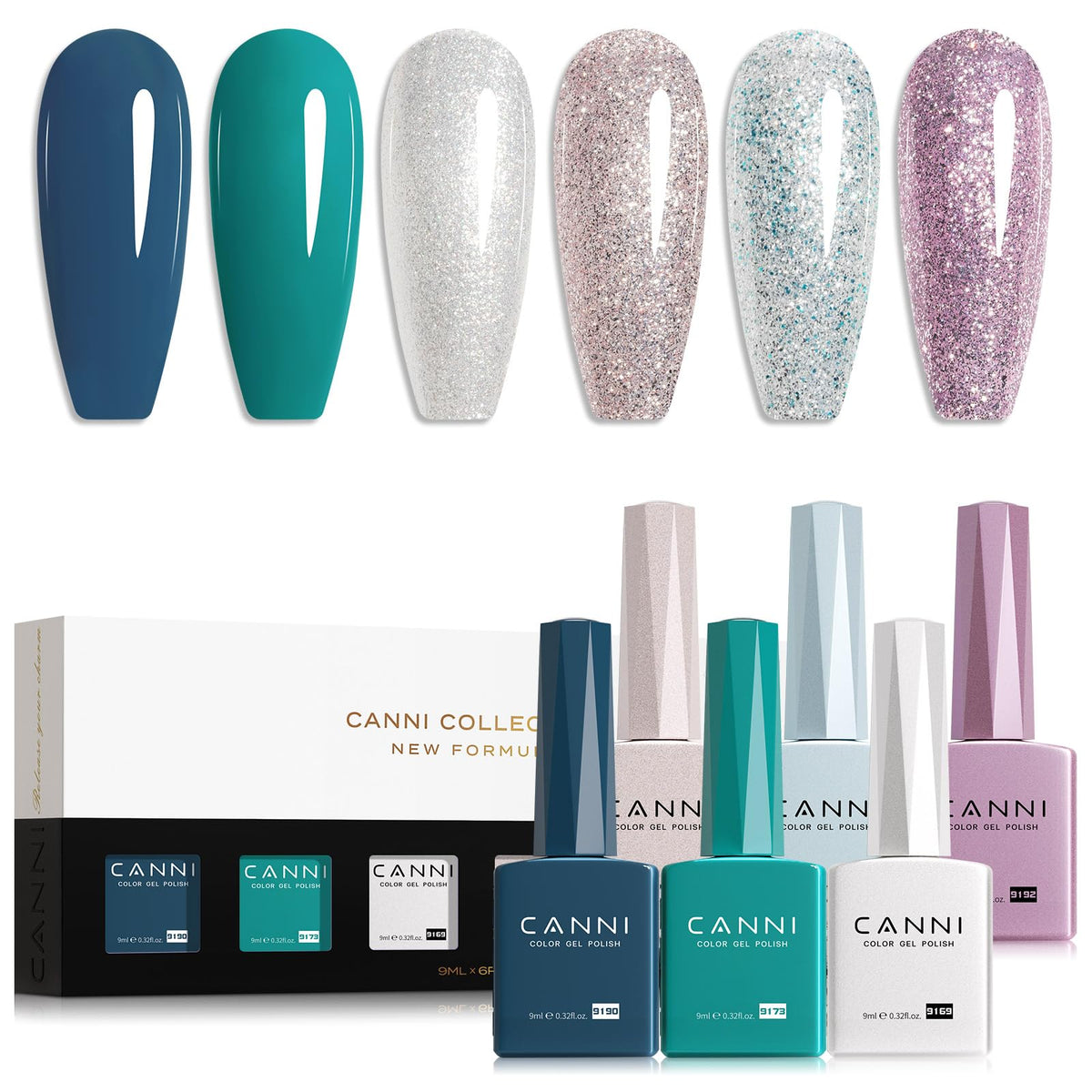 CANNI front packaging showing six color bottles and gift-ready presentation benefit