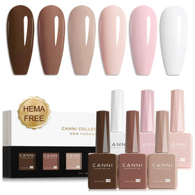 CANNI front packaging showing six nude pink gel bottles for easy shade selection