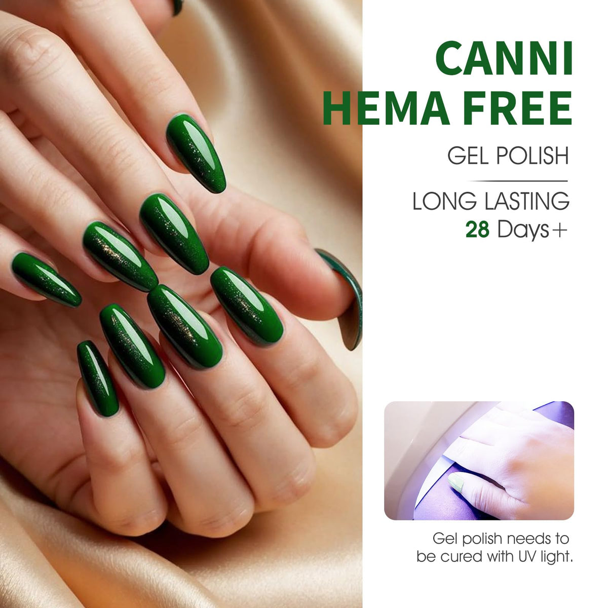CANNI gel polish applied on nails demonstrating even finish and salon-grade shine
