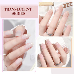 CANNI hand model with natural nude pink manicure showcasing versatility