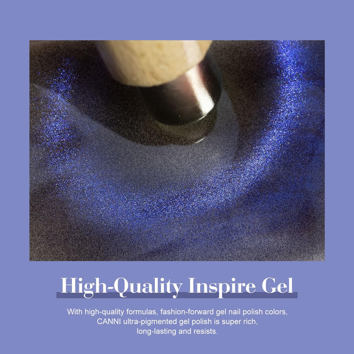 CANNI holographic reflection on nails under light, highlights prismatic shifting effect benefit