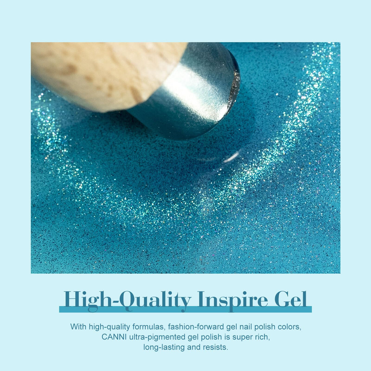 CANNI holographic polish reflecting light to show multidimensional finish benefit