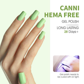 CANNI lime accent nails in use, offers bright contrast for nail art