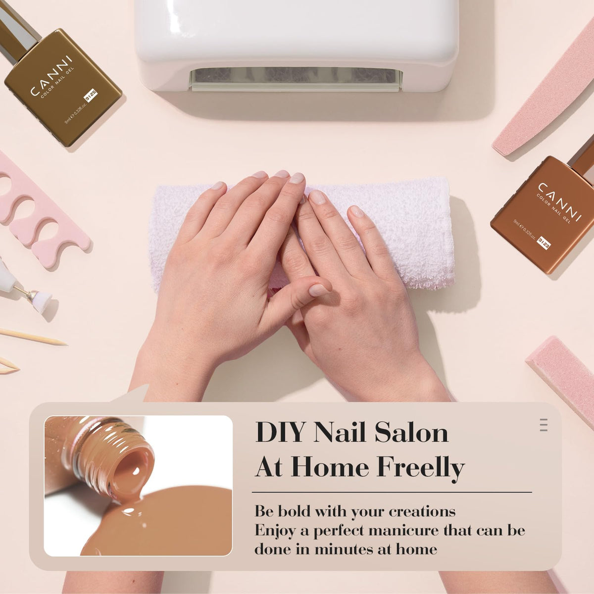 CANNI manicure curing under UV/LED lamp, fast professional drying