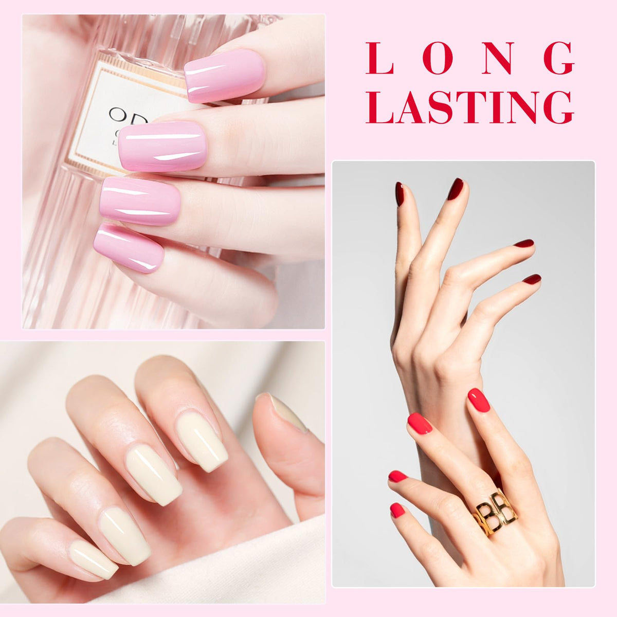 CANNI nail swatch strip displaying all six pink shades for easy color selection