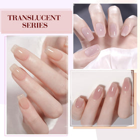 CANNI nail tip swatches displaying six translucent pinks for layering ideas benefit