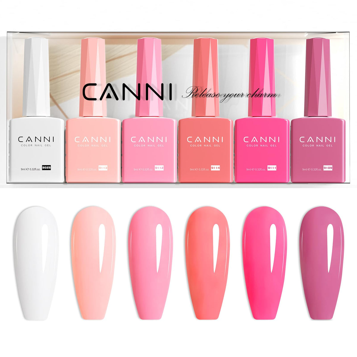 CANNI finished nails in hot pink illustrating long-lasting, glossy result