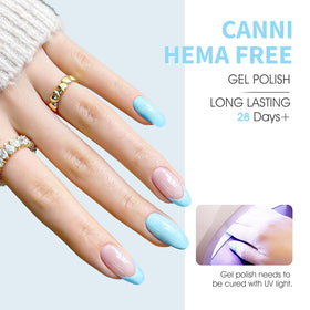 CANNI manicure in use on hands showing salon-quality glossy finish and neat edges