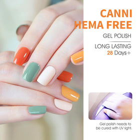 CANNI application on nails with LED lamp highlighting quick cure and salon finish at home