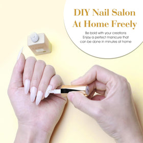 CANNI nude-to-pink ombré manicure on nails showing customizable layering benefit