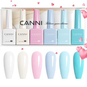 CANNI pastel collection flatlay with tools showing coordinated colours for DIY sets