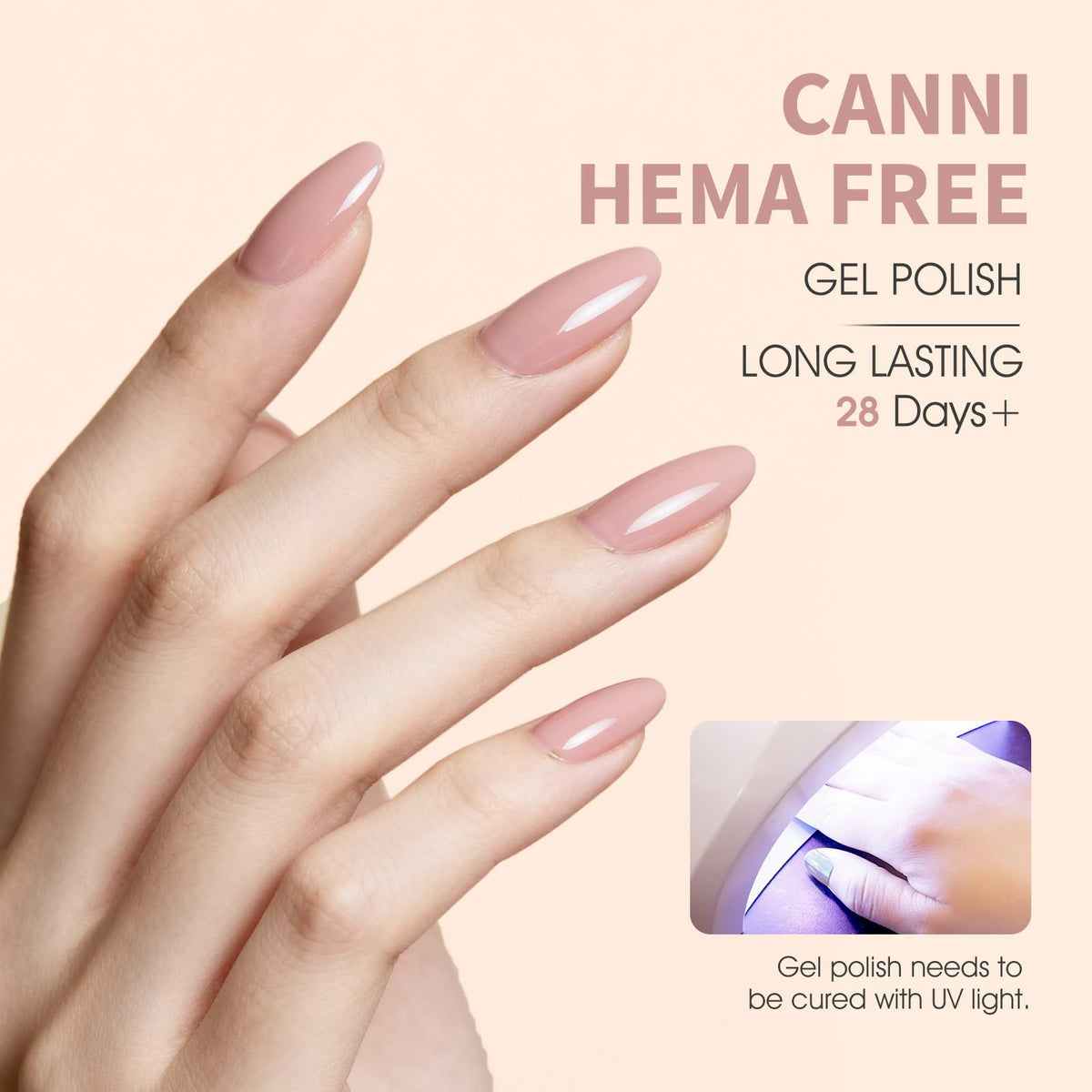 CANNI swatch fan displaying all six nude-pink shades for color planning