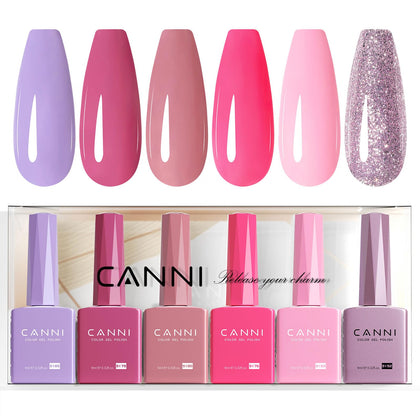 CANNI front view of six color bottles showing accurate shade preview and quick selection benefit
