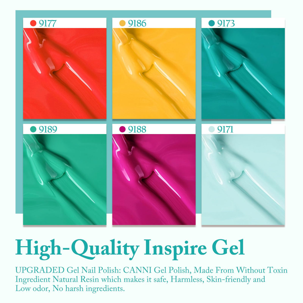 CANNI nail tip swatches displaying all six colors for choosing manicure looks
