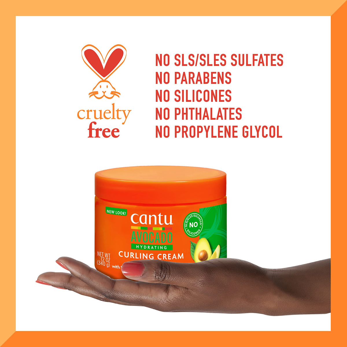 Cantu label close-up highlighting silicone-free and clean formula benefits