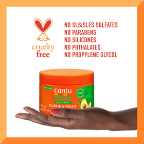 Cantu label close-up highlighting silicone-free and clean formula benefits