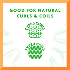 Cantu before and after on curly hair showing defined frizz-free results