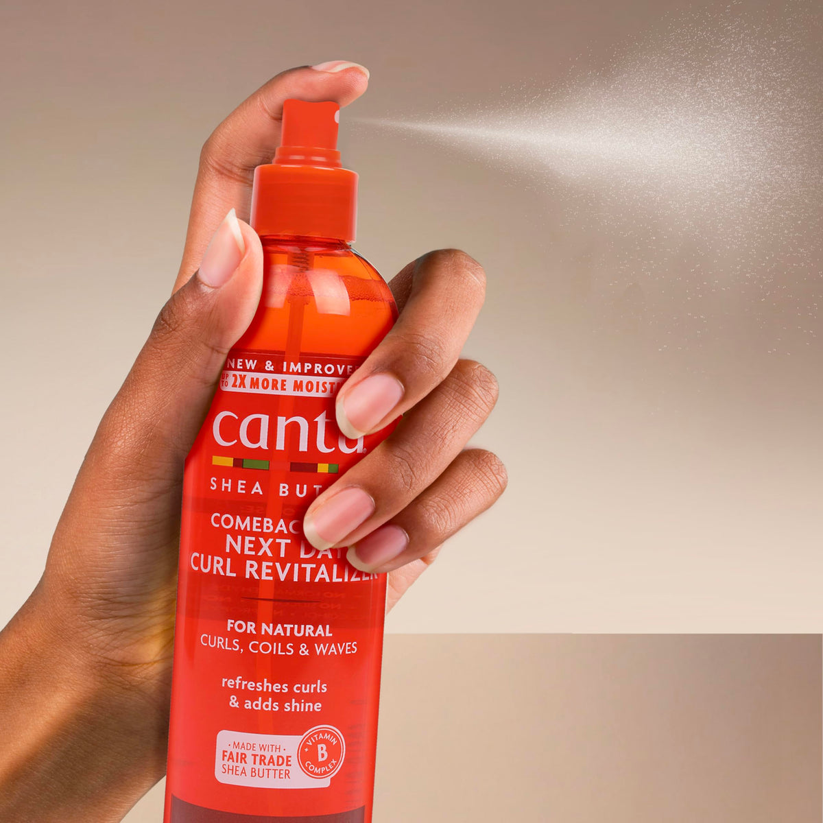 Back label of Cantu showing ingredients and free-from claims for peace of mind